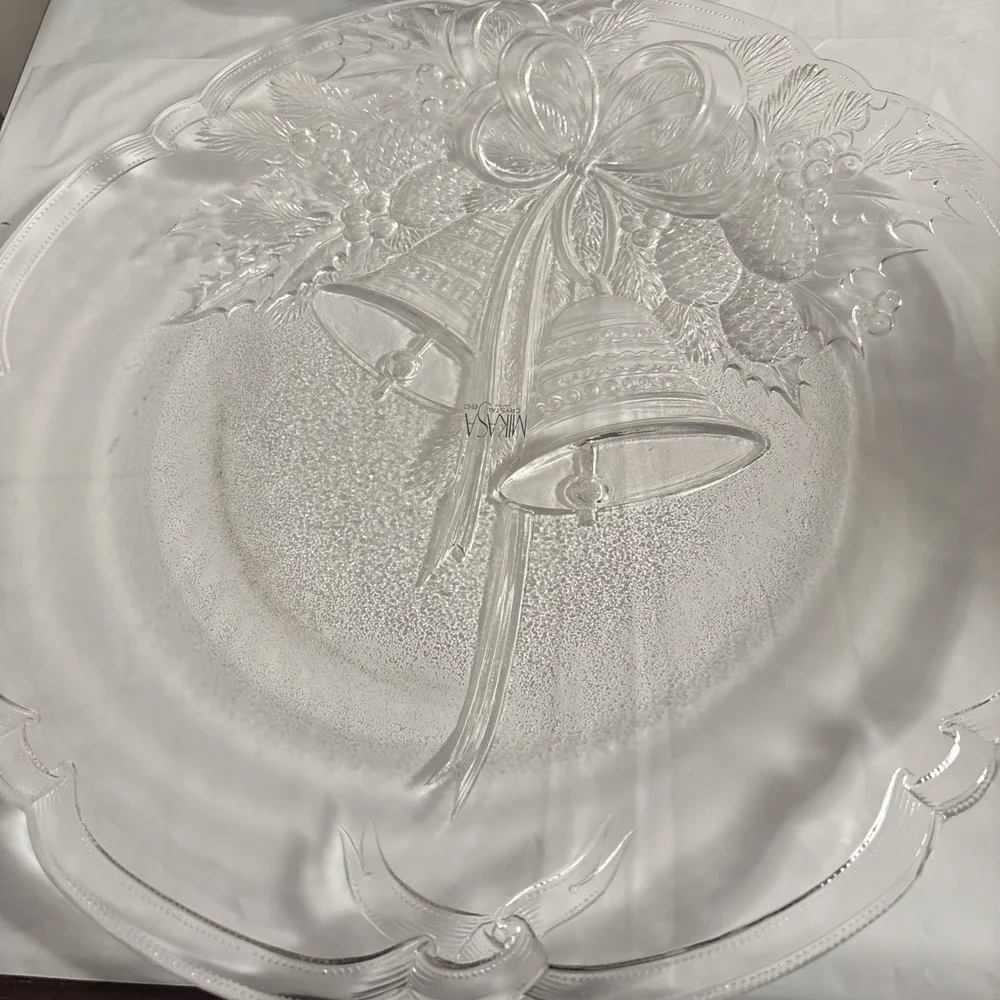Vintage Mikasa Crystal Holiday Bells Hostess Platter RC197/516 14 3/4